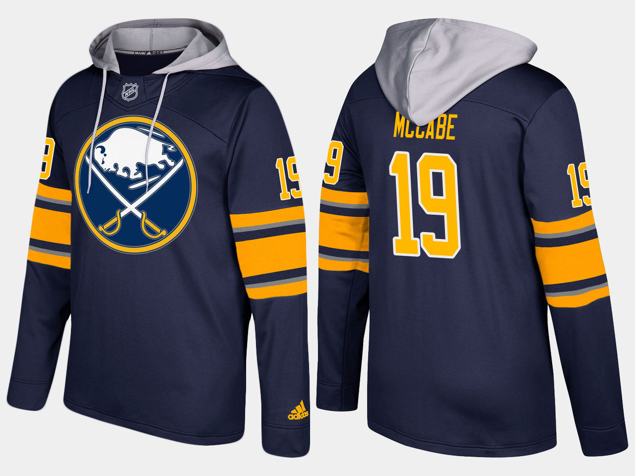 NHL Men Buffalo sabres #19 jake mccabe blue hoodie->buffalo sabres->NHL Jersey